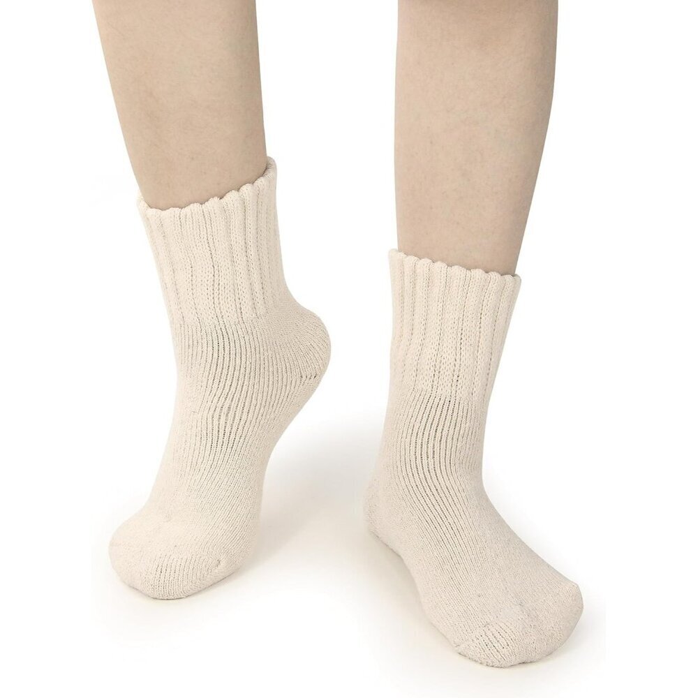 BenSorts Women 3 Packs Dark Brown Beige Winter Thick Warm Polyester Boots Socks - Picture 4 of 6